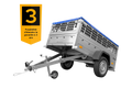200×106 Gitteranhänger mit blauer Flachplane, Gitterwänden und Stützrad – Garden Trailer 200 KIPP