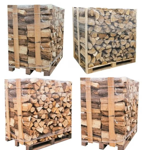 Brennholz 4 – Paletten (2 Weißeiche + 2 Buche/Hainbuche) – 40 cm Stämme