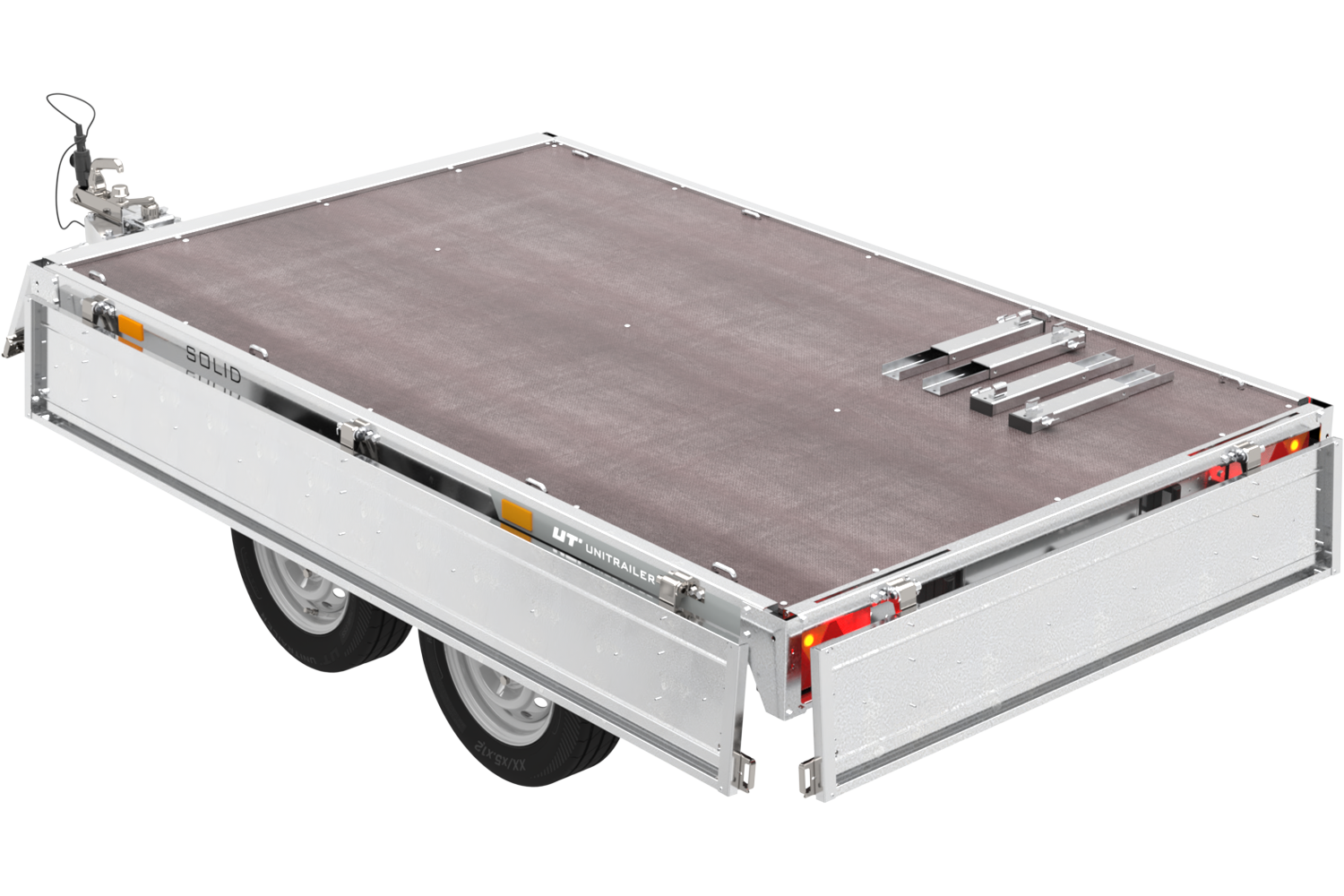 Zweiachsanhänger 254×151 mit Unitrailer Vollgummirädern 250/2 dmc 750 kg