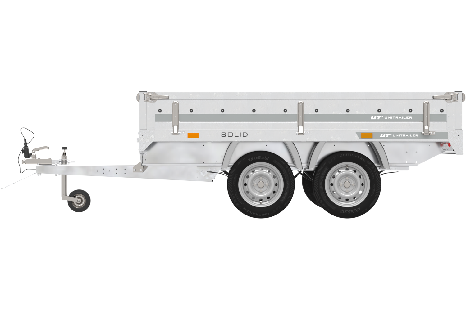 Zweiachsanhänger 254×151 mit Unitrailer Vollgummirädern 250/2 dmc 750 kg