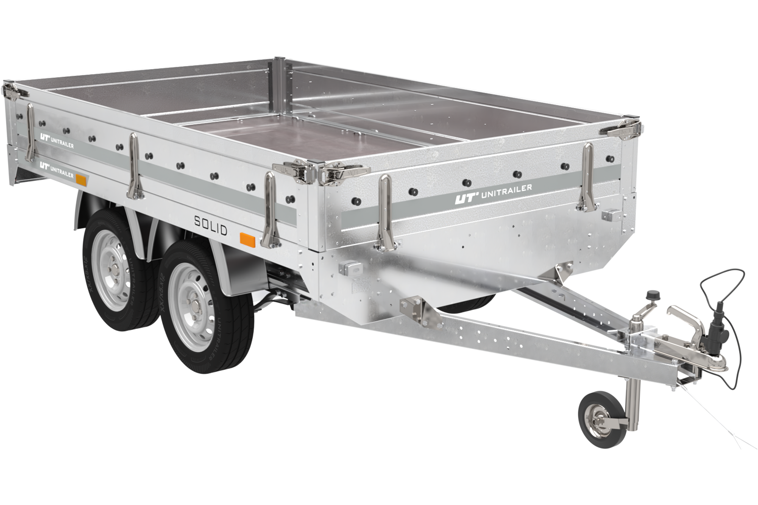 Zweiachsanhänger 254×151 mit Unitrailer Vollgummirädern 250/2 dmc 750 kg