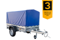 Praktischer PKW-Anhänger Garden Trailer 200 Kipp mit kippbarer Deichsel, blauer Plane