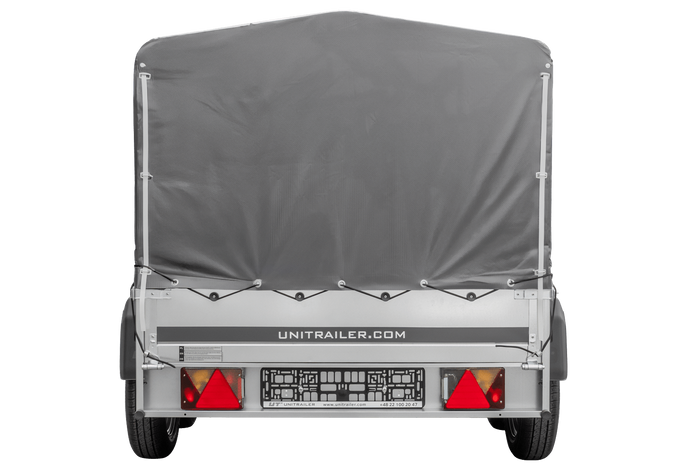 UNITRAILER 264/2 KIPP DOPPELAGS-ANHÄNGER MIT STÜTZRAD, ÜBERROLLBÜGEL UND GRAUER PLANE